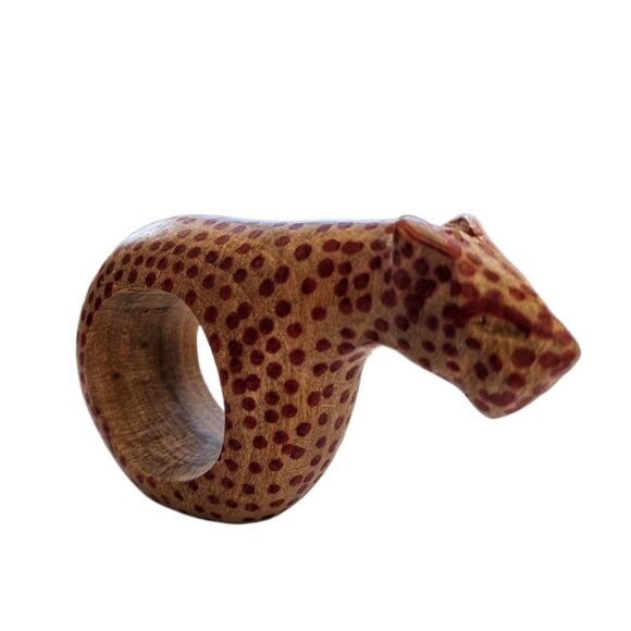 6 Hand Carved Wooden Safari Animals Napkin Holders EUC - Picture 3 of 8